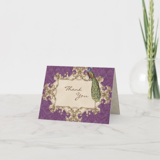 Vintage Peacock & Etchings Tackkort Cards (Framsida)