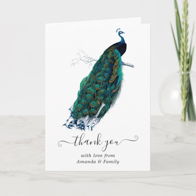Vintage Peacock Fantasy Photo Tack Kort (Framsida)
