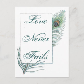 Vintage Peacock Feather Inspirational Kärlek Quote Vykort