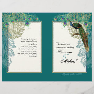Vintage Peacock, Feathers - Bröllopsprogram