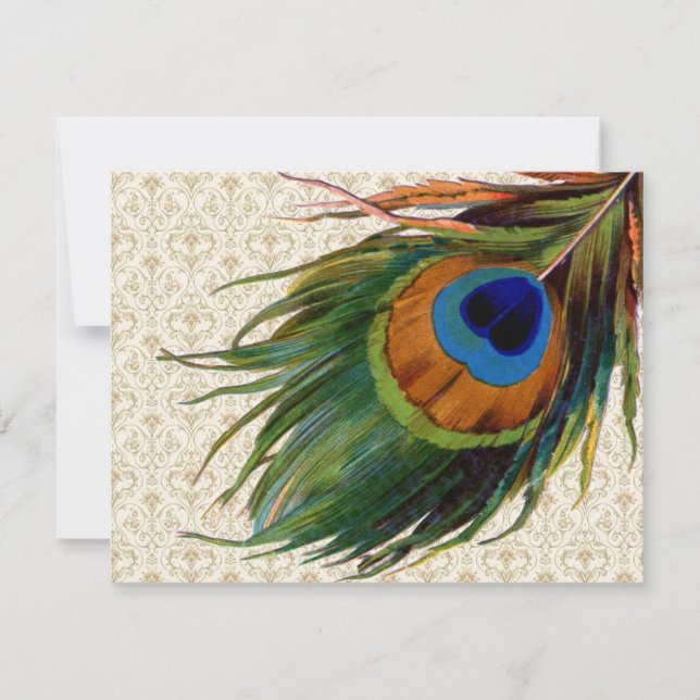 Vintage Peacock Feathers Möhippa Tea Inbjudningar (Framsida)