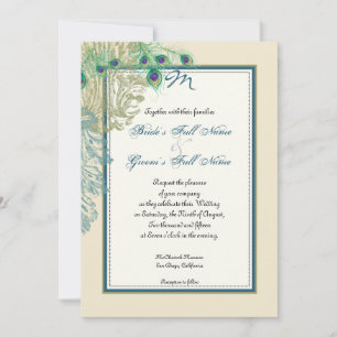 Vintage Peacock, Feathers n Etchings - Inbjudan