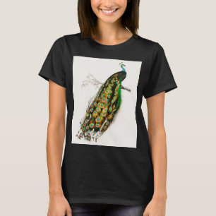 Vintage Peacock Illustration T Shirt