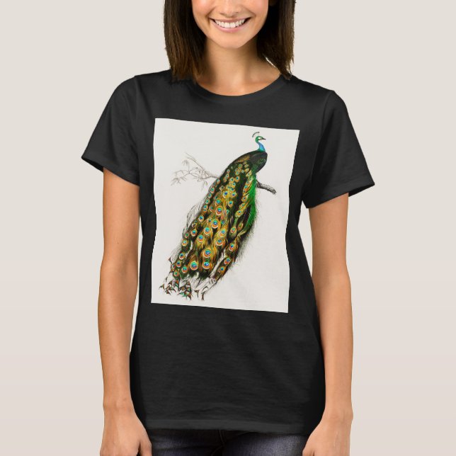 Vintage Peacock Illustration T Shirt (Framsida)