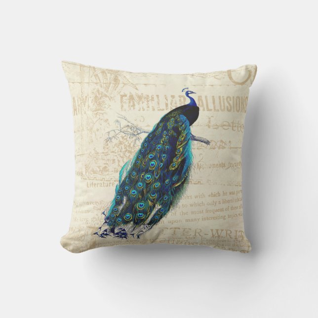 Vintage Peacock Kudde (Framsida)