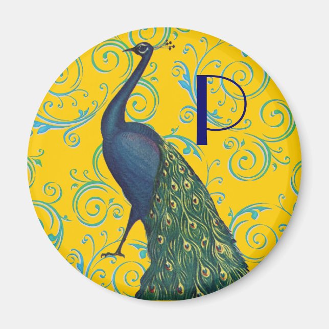 Vintage Peacock Magnet (Framsidan)