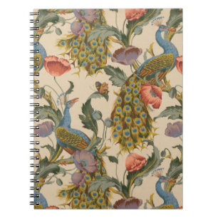 Vintage Peacock Mönster Colorful Art Anteckningsbok