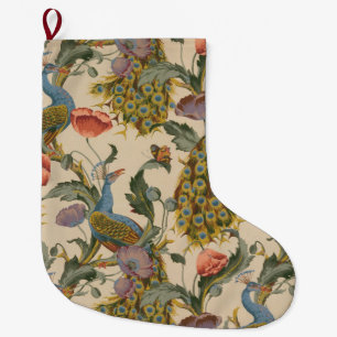 Vintage Peacock Mönster Colorful Art Stor Julstrumpa