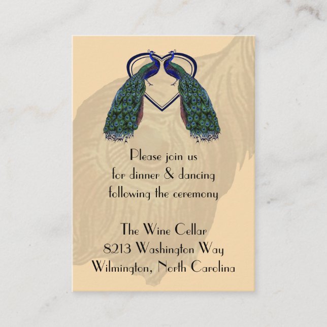 Vintage Peacock Mottagning Infoga kort (Framsida)