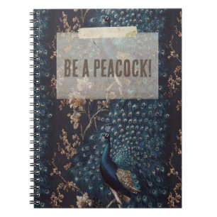 Vintage Peacock och botaniskt mönster Bli en påse Anteckningsbok