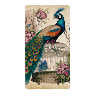 Vintage Peacock på Bird Cage Victorian Fraktsedel