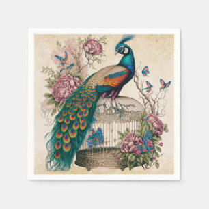 Vintage Peacock på Bird Cage Victorian Pappersservett
