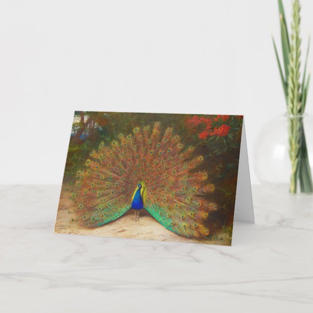 Vintage Peacock Paeing Greeting Card Kort (Framsida)