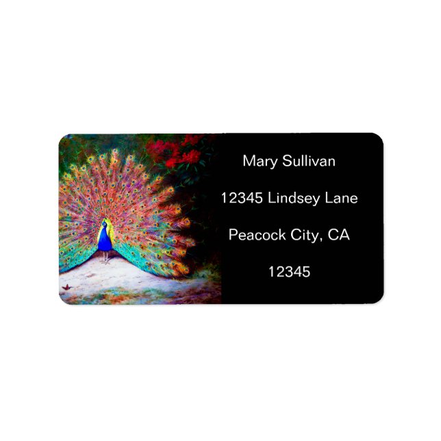 Vintage Peacock Painting Adressetikett (Framsidan)