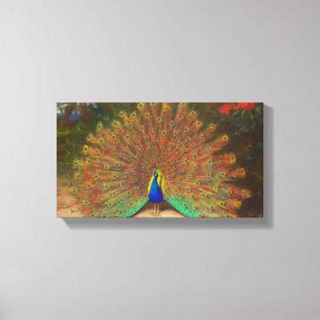 Vintage Peacock Painting Canvastryck (Framsida)