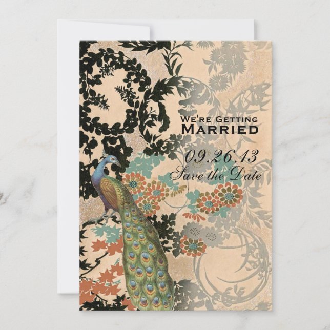 Vintage Peacock Spara Datumet (Framsida)
