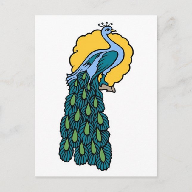 Vintage Peacock Tattoo Vykort (Framsida)