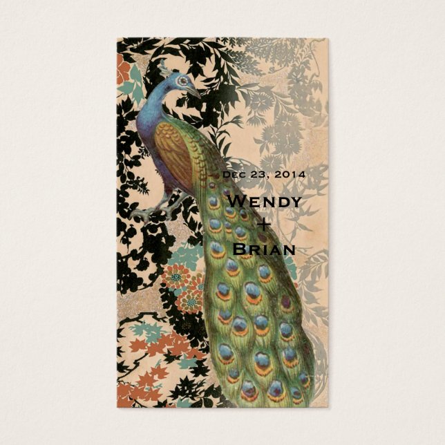 Vintage Peacock Visitkort (Framsidan)