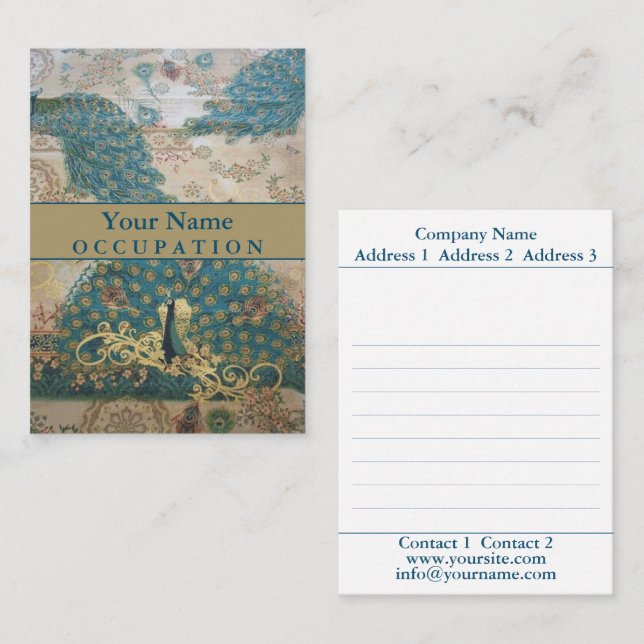 Vintage Peacock - visitkort (Fram/baksida)