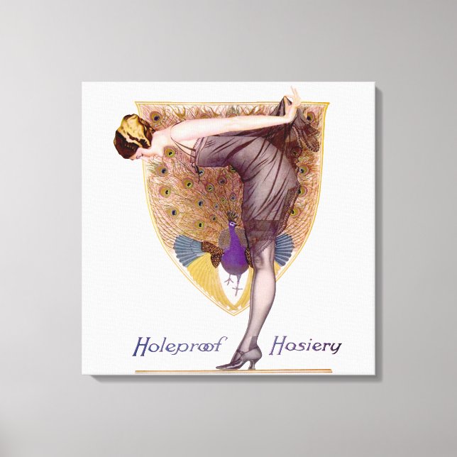 Vintage Peacock Woman Flapper Söt Canvastryck (Framsida)