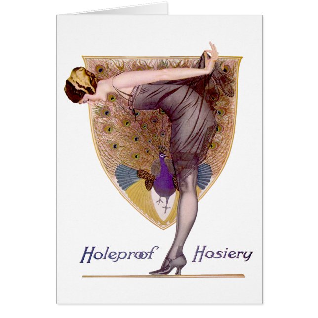 Vintage Peacock Woman Flapper Söt Hälsningskort (Framsidan)