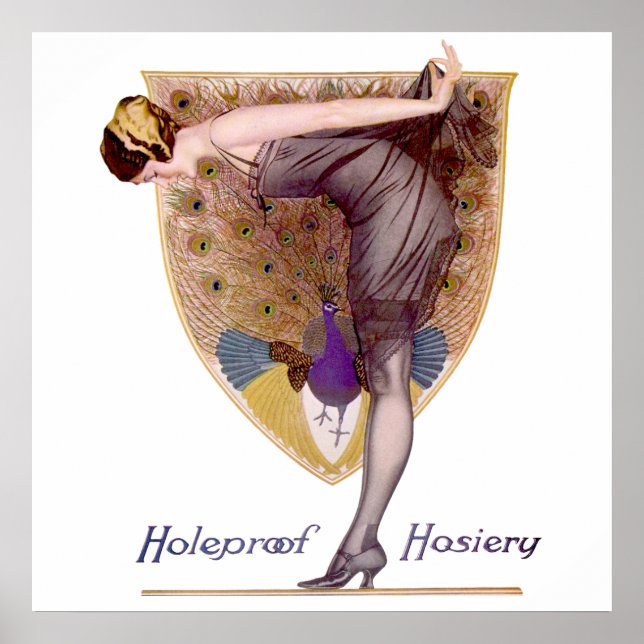 Vintage Peacock Woman Flapper Söt Poster (Framsidan)