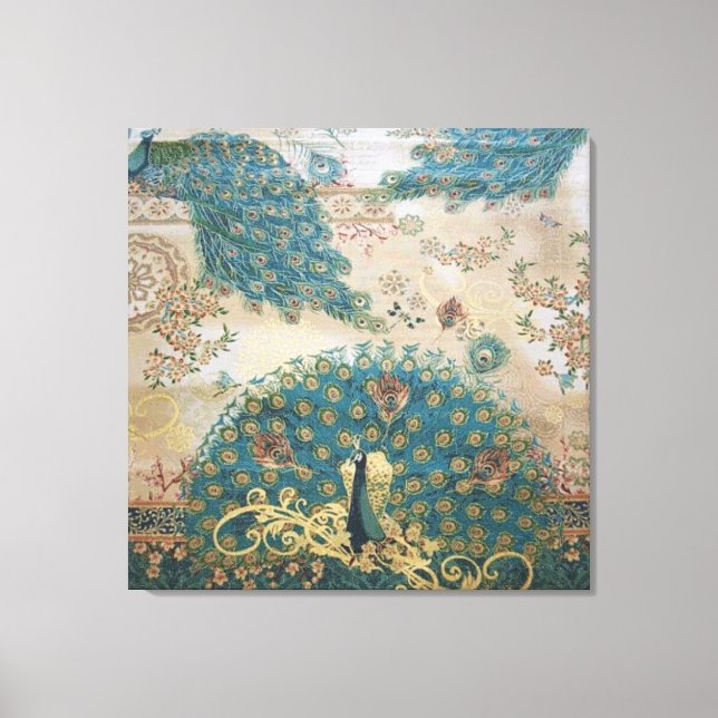 Vintage Peacock - Wrapped Canvas (Framsida)