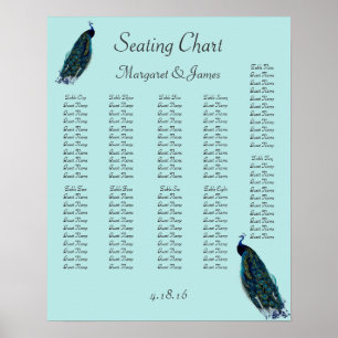 Vintage Peacocks Aqua Sittdiagram Poster