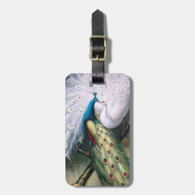 Vintage Peacocks Kiss Bagagebricka (Vertikal Framsida)