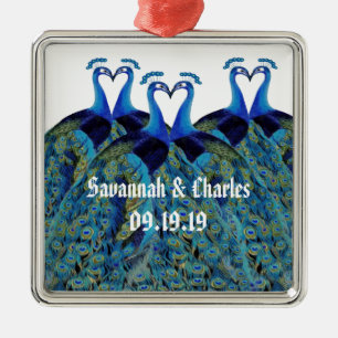 Vintage Peacocks Kissing Wedding Gifts Julgransprydnad Metall