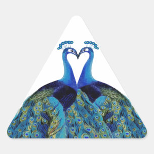 Vintage Peacocks Kissing Wedding Gifts Triangelformat Klistermärke