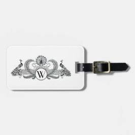 Vintage Peacocks Monogram Bagagebricka