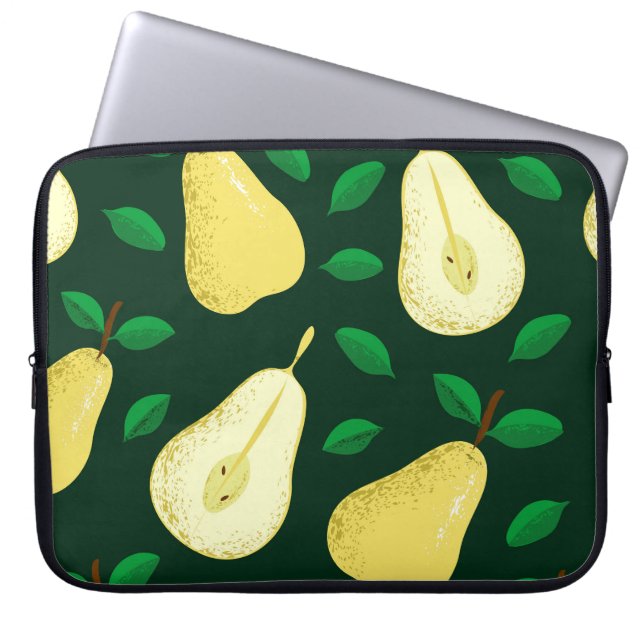 Vintage Pear Botanical: Ljust grönt Laptop Fodral (Framsidan)