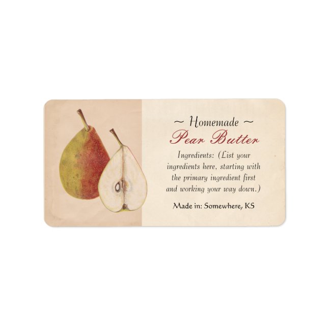 Vintage Pear-etiketter Adressetikett (Framsidan)