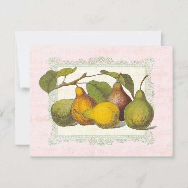 Vintage Pears Autumn Harvest Middag Party Inbjudningar (Framsida)