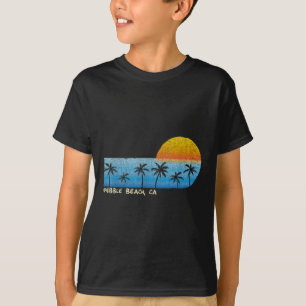 Vintage Pebble Beach, Ca Handflatan Träd & Sun T Shirt