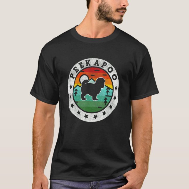 Vintage Peekapoo Retro Hund Mamma Pappa T Shirt (Framsida)