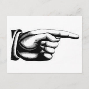 Vintage pekande hand vykort
