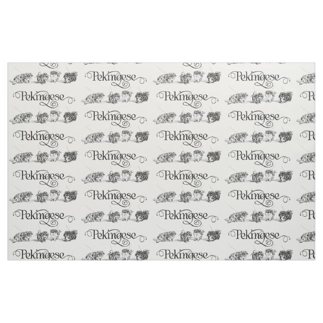 Vintage Pekingeseritsning Tyg (Fat Quarter)