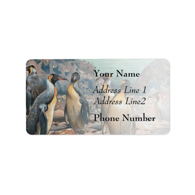 Vintage Penguin Herd Adressetikett (Framsidan)