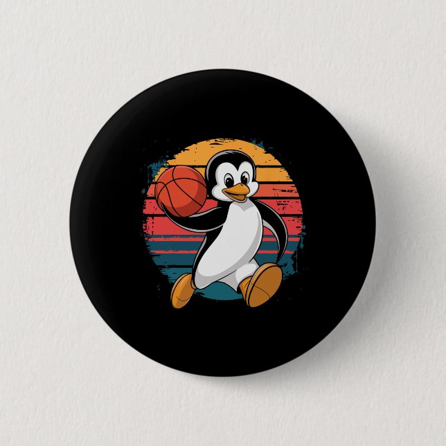 Vintage Penguin Playing Sketll Penguin Lovers Sket Knapp (Framsida)