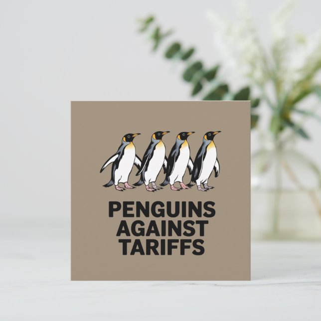 Vintage Penguins protest mot Tariffs Inbjudningar (Stående Fram)