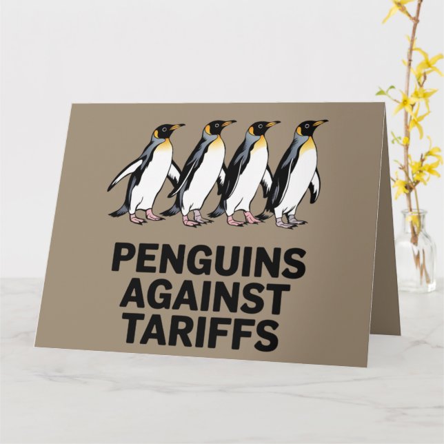 Vintage Penguins protest mot Tariffs Kort (Gul blomma)