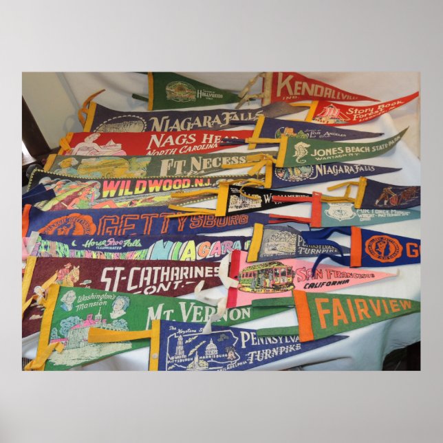 Vintage Pennants (Gettysburg, Niagra Falls, MER) Poster (Framsidan)