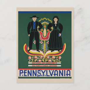 Vintage Pennsylvania Dutch Amish tyska resor Vykort
