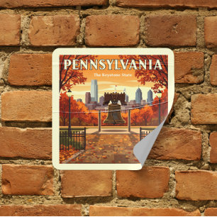 Vintage Pennsylvania Fyrkantigt Klistermärke