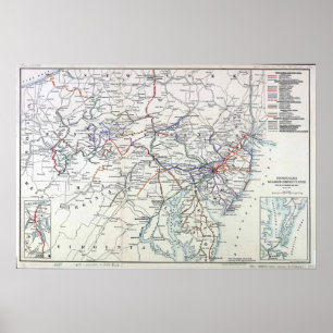 Vintage Pennsylvania Railroad route Karta Poster