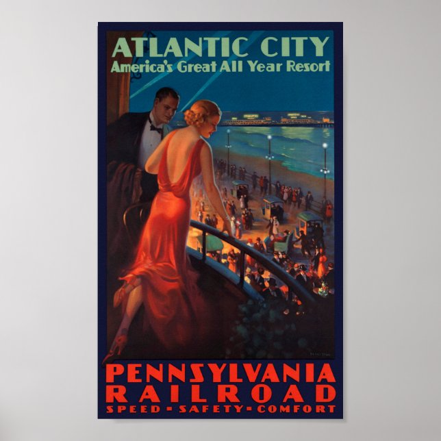 VINTAGE PENNSYLVANIA RAILROAD TRAVEL POSTER (Framsidan)