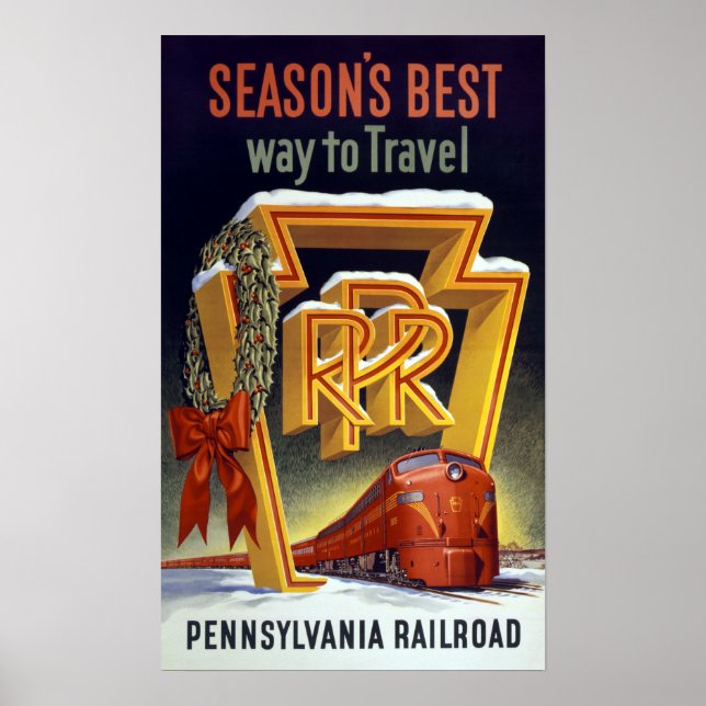 Vintage Pennsylvania Railroad Winter Travel Poster (Framsidan)