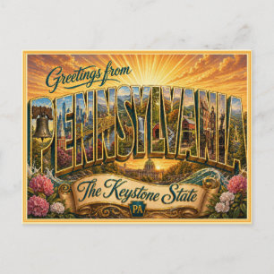 Vintage Pennsylvaniavälkomst från vykort